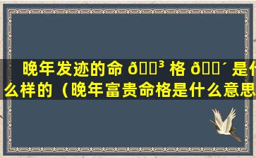 晚年发迹的命 🌳 格 🐴 是什么样的（晚年富贵命格是什么意思）